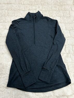 Lululemon Women’s Extra Mile 1/2 Zip Pullover Heathered‎ Teal Black Size 8